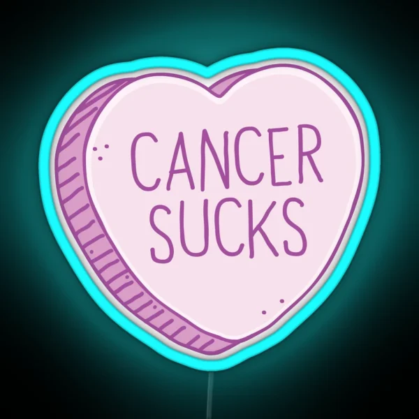 Cancer Sucks Candy Heart RGB Neon Sign