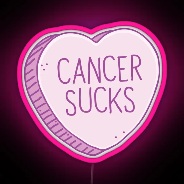 Cancer Sucks Candy Heart RGB Neon Sign