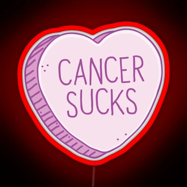 Cancer Sucks Candy Heart RGB Neon Sign