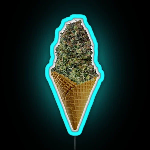 Canna Cone Weed Ice Cream Cone RGB Neon Sign
