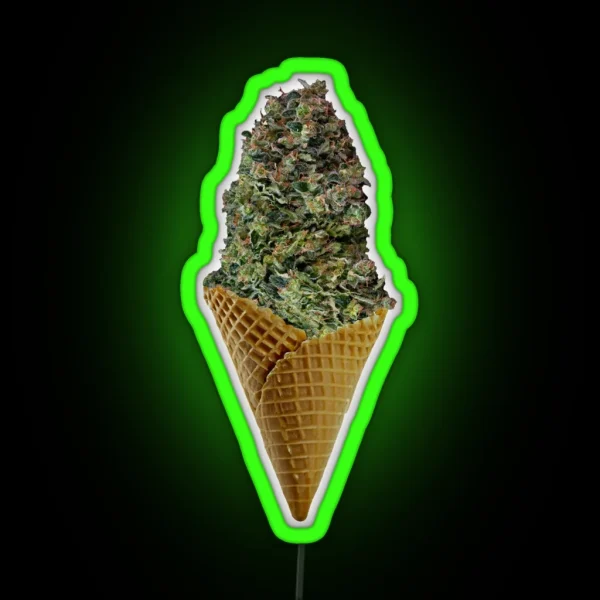 Canna Cone Weed Ice Cream Cone RGB Neon Sign