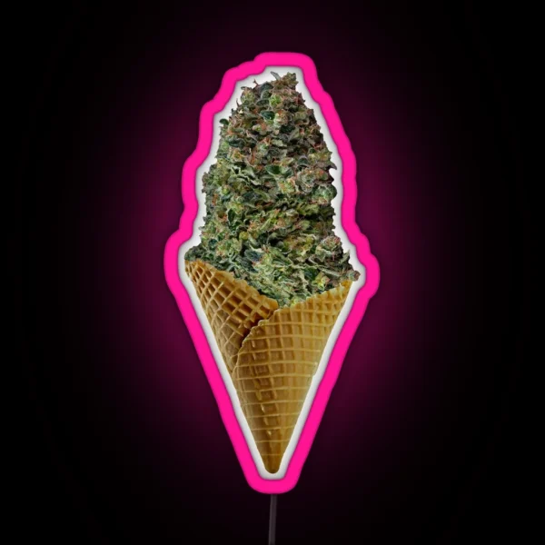 Canna Cone Weed Ice Cream Cone RGB Neon Sign