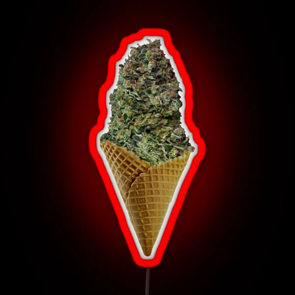 Canna Cone Weed Ice Cream Cone RGB Neon Sign