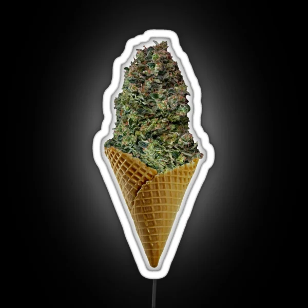 Canna Cone Weed Ice Cream Cone RGB Neon Sign