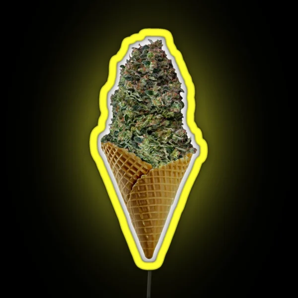 Canna Cone Weed Ice Cream Cone RGB Neon Sign