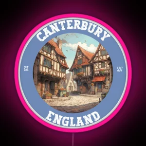 Canterbury England UK Retro Vintage Amazing Outdoors Adventure Travel Lover Gift Souvenir RGB Neon Sign