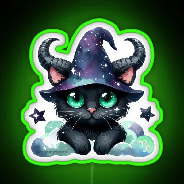 Capricorn Black Cat RGB Neon Sign
