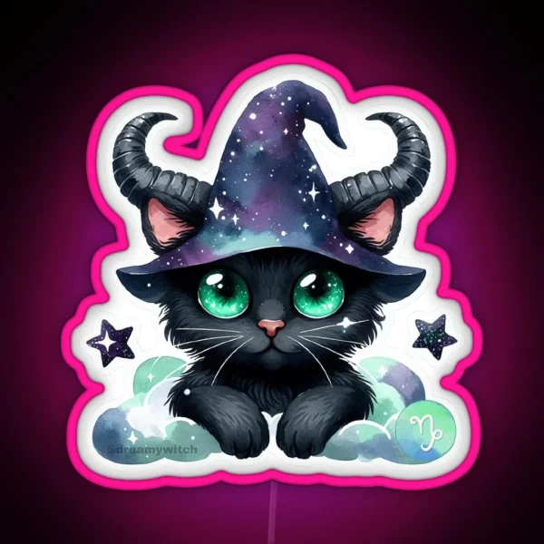 Capricorn Black Cat RGB Neon Sign