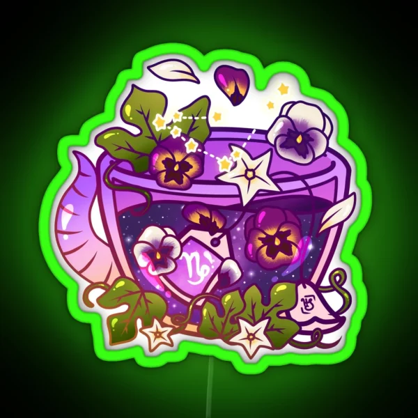 Capricorn Zodiac Teacup RGB Neon Sign