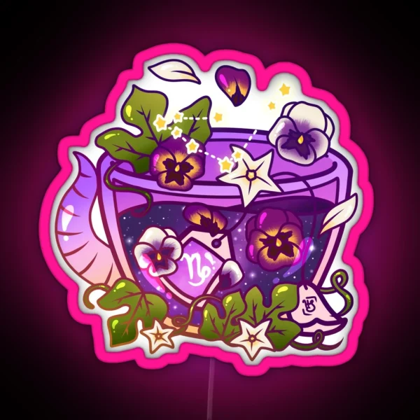 Capricorn Zodiac Teacup RGB Neon Sign