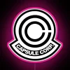 Vibrant RGB LED sign in the style of the capsule corporation logo.