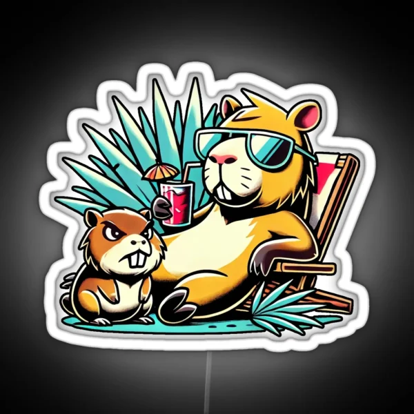 Capybara And Dassie Hyrax RGB Neon Sign