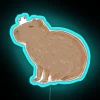 Vibrant RGB neon capybara wall decor with unique rodent charm.