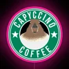 Coffee shop ambiance with vibrant RGB lighting art display