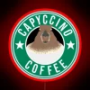 Brightly glowing coffee bar decor with vibrant RGB lighting effects