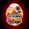 Vibrant travel-inspired neon wall art for car enthusiasts and adventurers