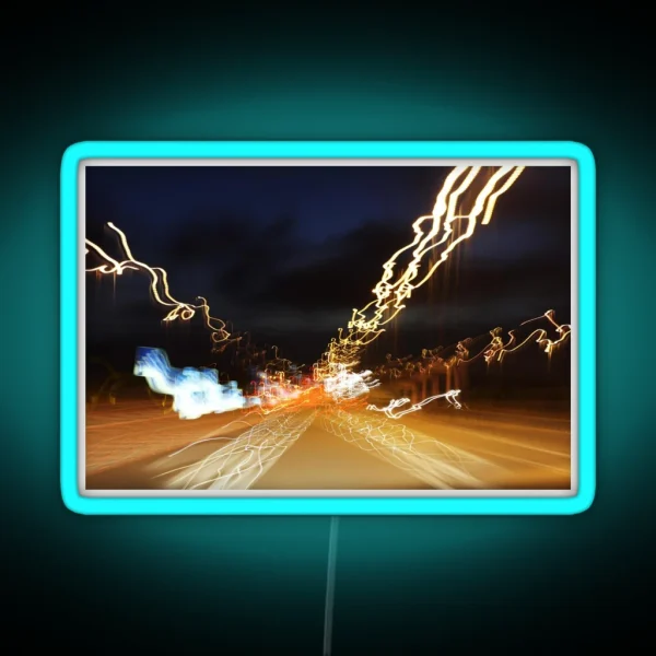 Car Light Trails At Night RGB Neon Sign