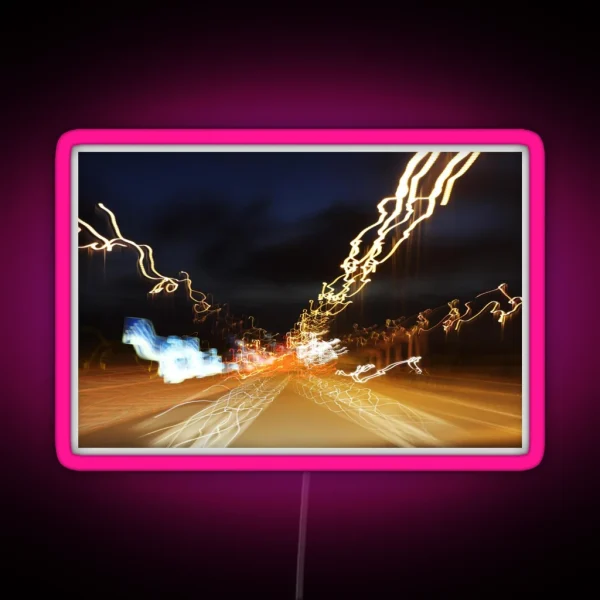 Car Light Trails At Night RGB Neon Sign