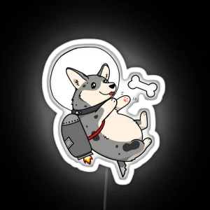 Cardigan Blue Merle Space Corgi With Jetpack RGB Neon Sign