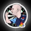 Eye-catching caricature of Rob Cross with vibrant RGB neon lights.