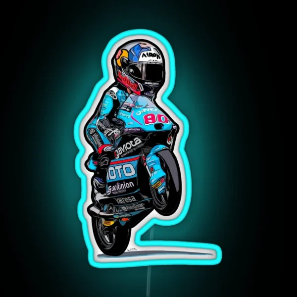 Caricature David Alonso Moto3 RGB Neon Sign