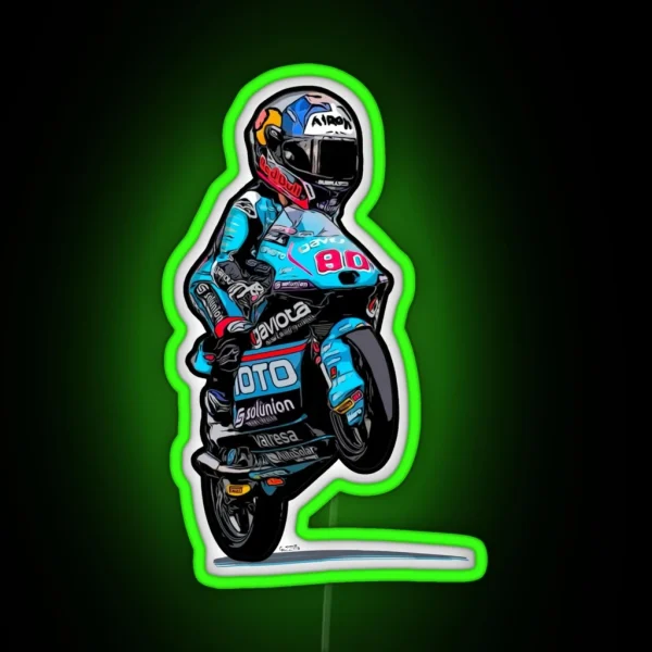 Caricature David Alonso Moto3 RGB Neon Sign