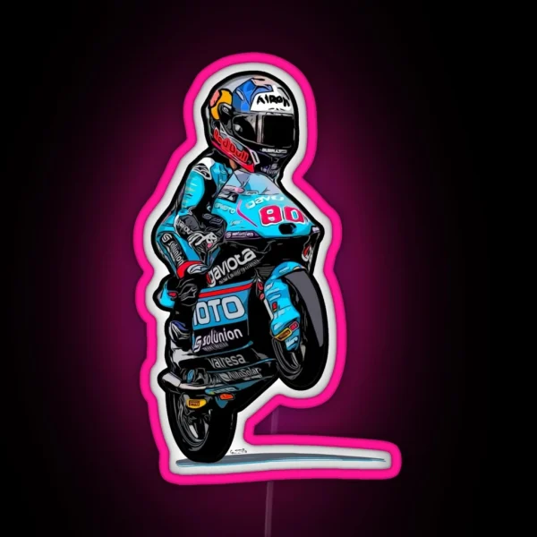 Caricature David Alonso Moto3 RGB Neon Sign