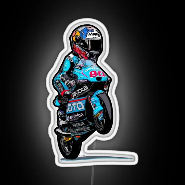 Caricature David Alonso Moto3 RGB Neon Sign