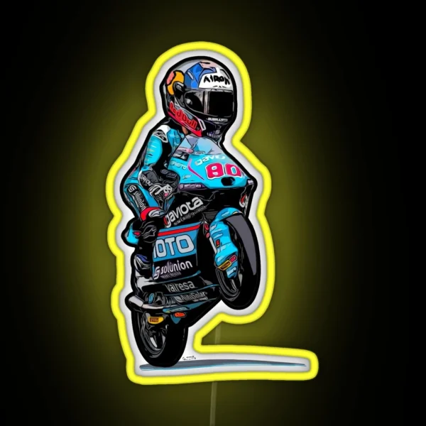 Caricature David Alonso Moto3 RGB Neon Sign