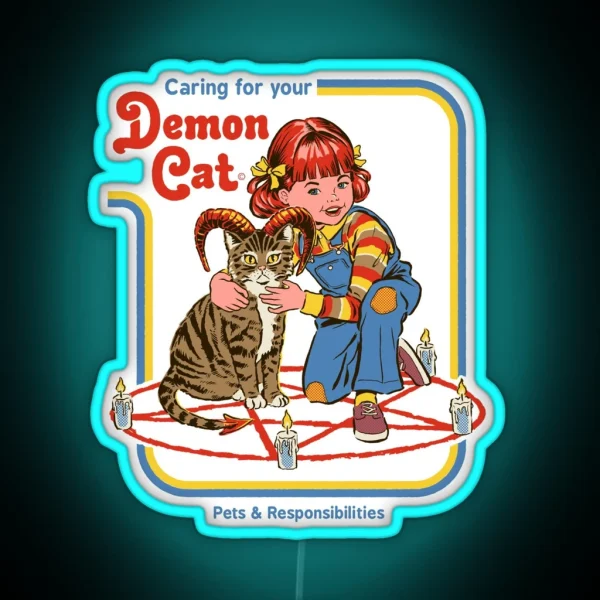 Caring For Your Demon Cat RGB Neon Sign