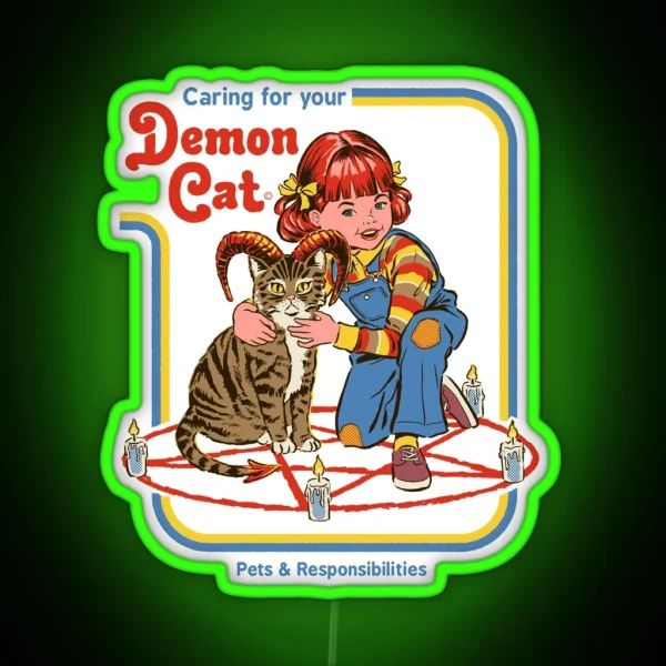 Caring For Your Demon Cat RGB Neon Sign
