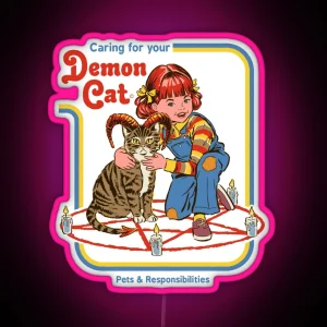 Caring For Your Demon Cat RGB Neon Sign