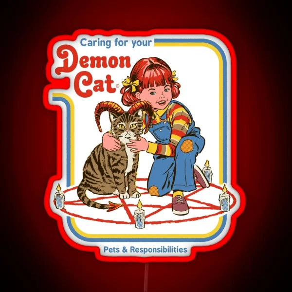 Caring For Your Demon Cat RGB Neon Sign