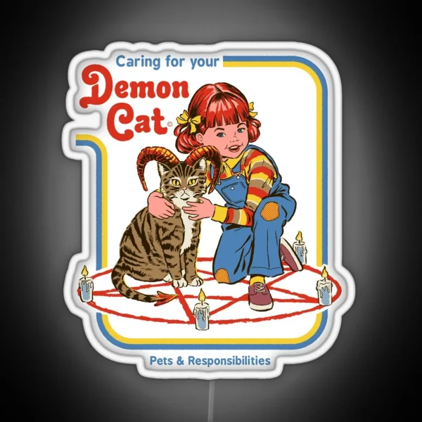 Caring For Your Demon Cat RGB Neon Sign