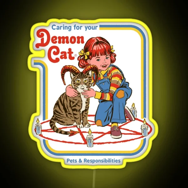 Caring For Your Demon Cat RGB Neon Sign