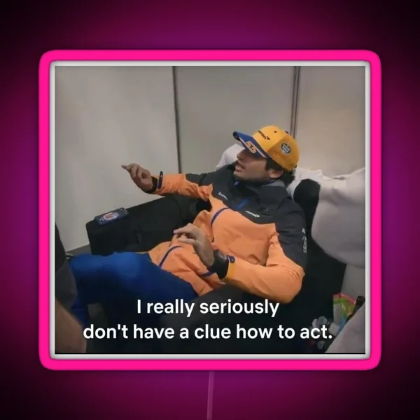 Carlos Sainz Jr Formula One Reaction Meme RGB Neon Sign