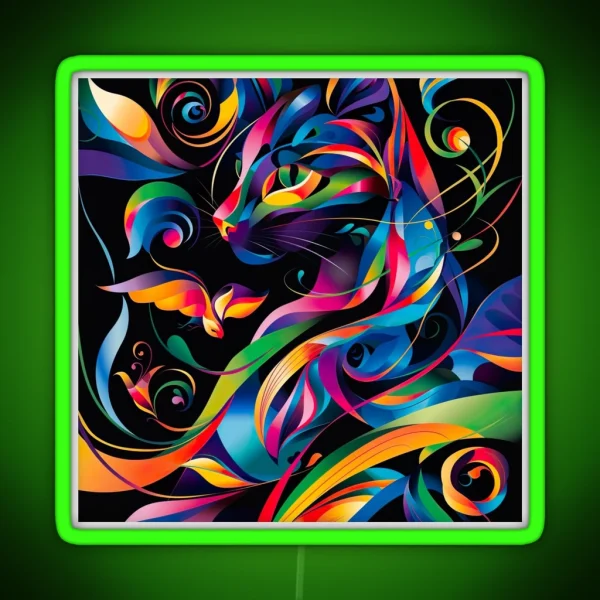 Carnival Of Colors A Palette Of Feline Elegance RGB Neon Sign