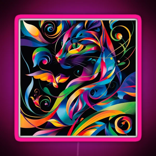 Carnival Of Colors A Palette Of Feline Elegance RGB Neon Sign