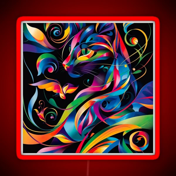 Carnival Of Colors A Palette Of Feline Elegance RGB Neon Sign