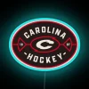 Carolina Hurricanes NHL hockey team pride displayed with vibrant neon lighting.