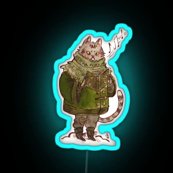 Caroling Kitty RGB Neon Sign