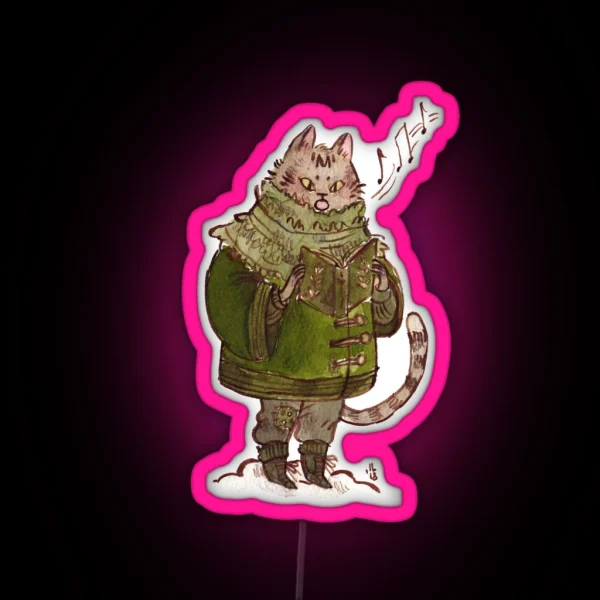 Caroling Kitty RGB Neon Sign