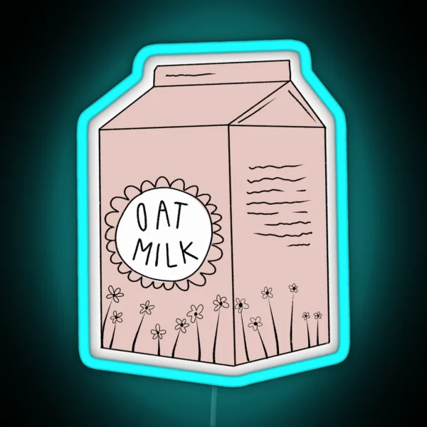 Carton Of Oat Milk Pink RGB Neon Sign