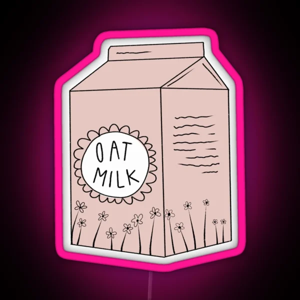 Carton Of Oat Milk Pink RGB Neon Sign