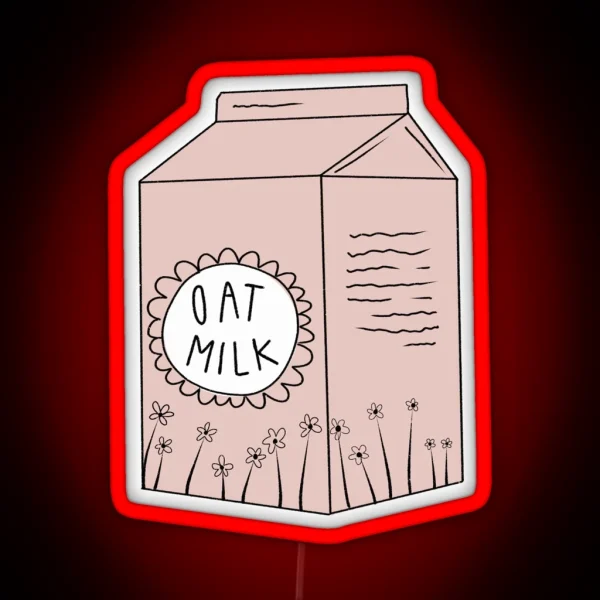 Carton Of Oat Milk Pink RGB Neon Sign