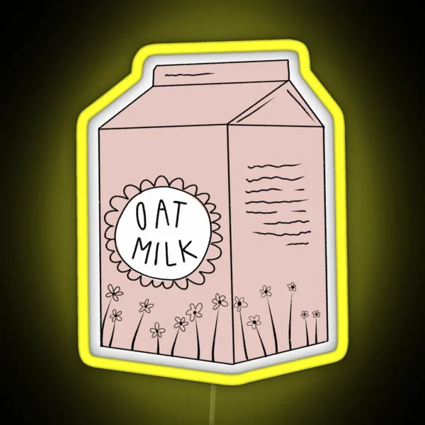 Carton Of Oat Milk Pink RGB Neon Sign