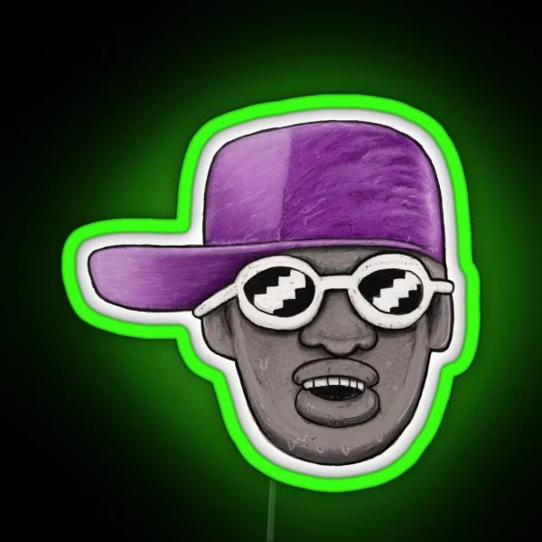 Cartoon Hip Hop Head RGB Neon Sign