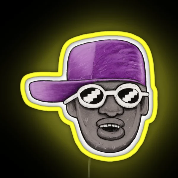 Cartoon Hip Hop Head RGB Neon Sign