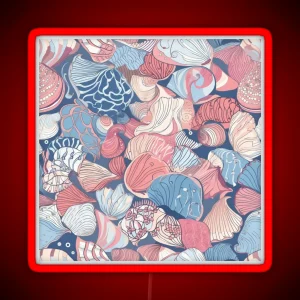 Cartoon Seashells Playful Pattern Design RGB Neon Sign