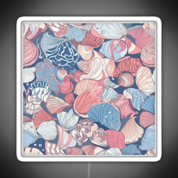 Cartoon Seashells Playful Pattern Design RGB Neon Sign